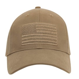 Rothco Hook & Loop U.S. Flag Low Profile Cap, Coyote Brown