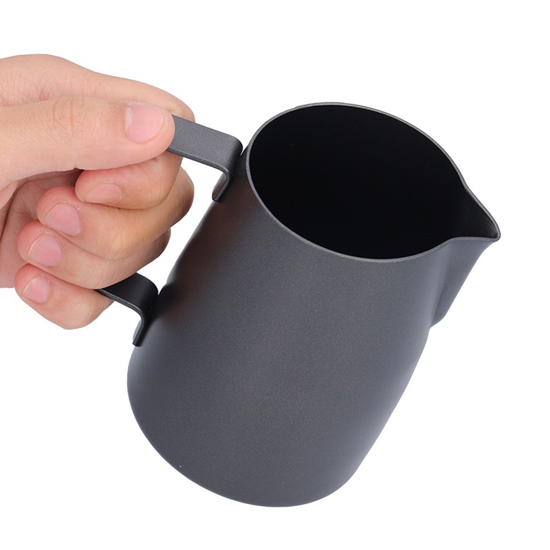 400ml Black PTFE Oblique Mouth Milk Frothing Jug 304 Stainless