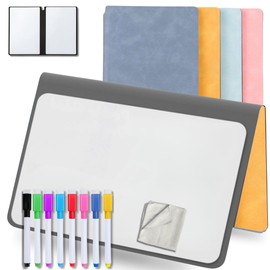 MandA® Kleine weiße Tafel, faltbar, abwischbar und tragbar, 2 x A5 + 11 Filzstifte + Reinigungstuch, Whiteboard-Notizbuch, Bürozubehör, Studium, Gelb