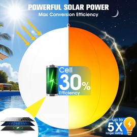 Niceput Solar Floating Pool Lights, 14 Inch Flame Solar Powered Pool Light Balls, Floating Glow Globe IP68 Waterproof, Inflatable Solar Lights up Balls for Swimming Pool Pond Outdoor Decor -2PCS