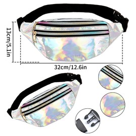 Pack of 1 Belt Bag Children's Girls Bum Bag Women's Glitter Modern Belt Bag Girls Fashion Waterproof Belt Bag Lady Teenagers Sports Travel Bag Festival for Travel Hiking Silver, silver