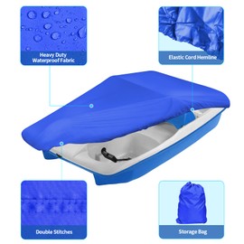 iCOVER Pedal Boat Cover, Fits 3 or 5 Person Paddle Boats Water Proof Heavy Duty Paddles Covers, Blue