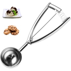DMOPRDNB Ice Cream Scoop Stainless Steel with Trigger Thickened 304 Stainless Steel Cookie Scoop for Ice Cream Ball, Baking, Melon Ball