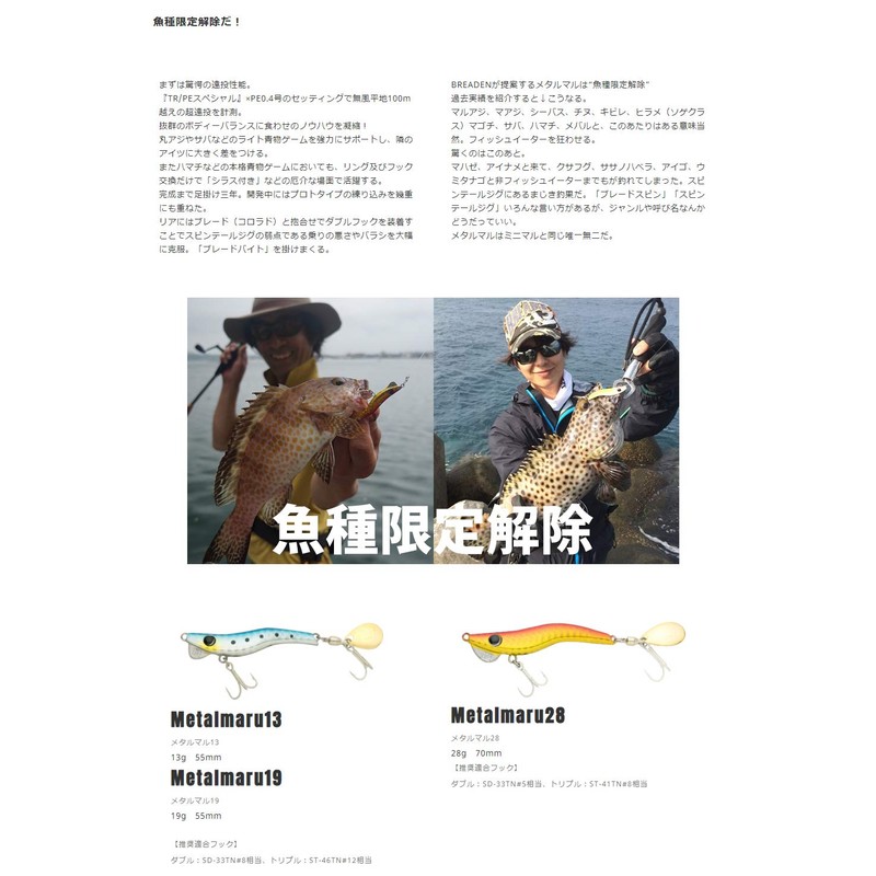 ブリーデン(BREADEN) メタルジグ メタルマル13 シングル 13 プラチナブルー
