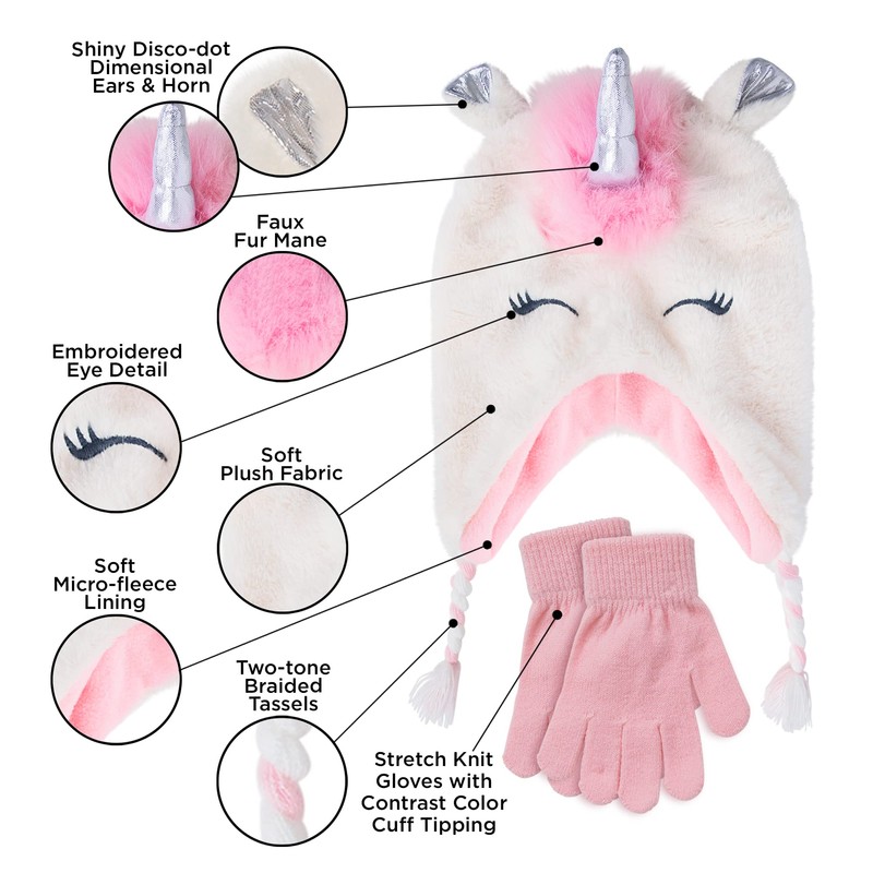 Kids Winter Hat and Kids Gloves Set for Girls &