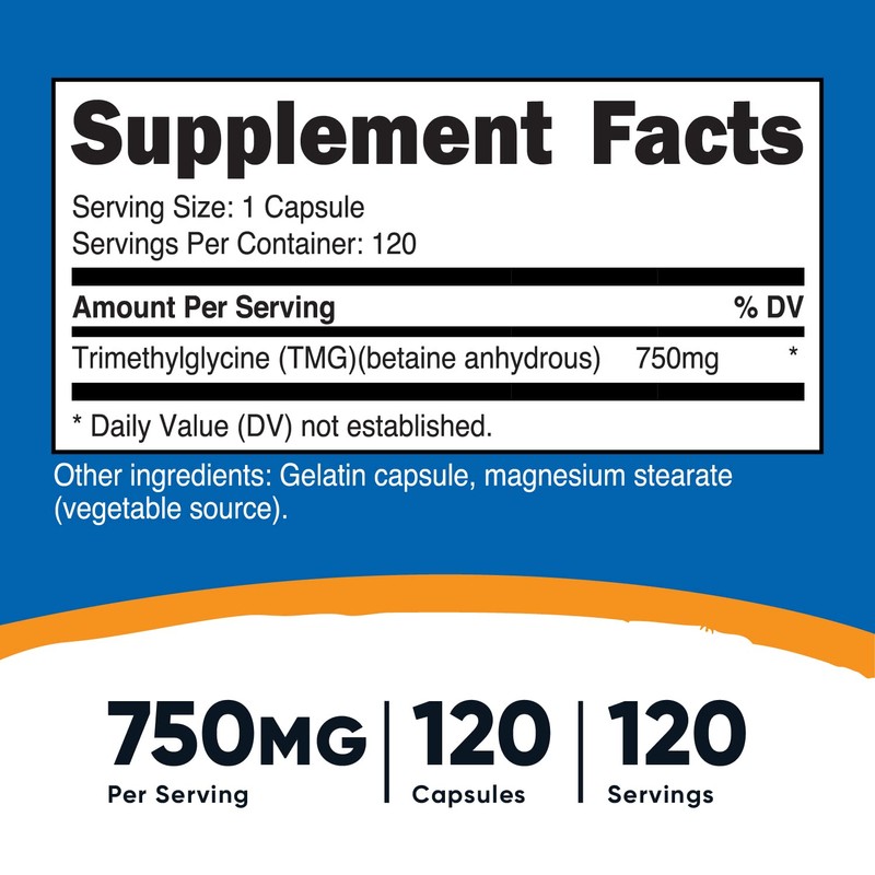 Nutricost TMG 750mg, 120 Capsules (3 Bottles)