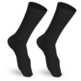 Champion Men's Compression Socks, 15-20 mmHg, Athletic Fit Crew Length Mid-Calf Cushion Foot Sport Socks, Black, Small