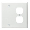 Leviton 2-Gang 1-Duplex 1-Blank Device Combination Wallplate, Standard Size, Thermoset,