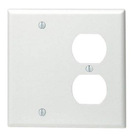Leviton 2-Gang 1-Duplex 1-Blank Device Combination Wallplate, Standard Size, Thermoset, Box Mount, 88008, White