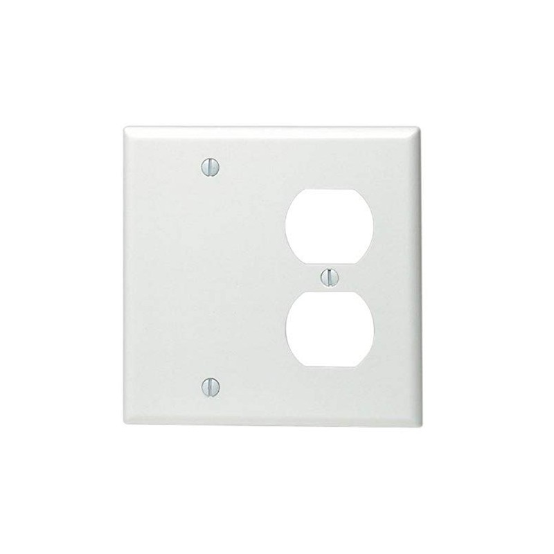 Leviton 2-Gang 1-Duplex 1-Blank Device Combination Wallplate, Standard Size, Thermoset,