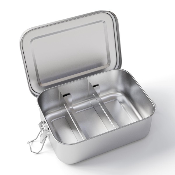 Feelhap Stainless Steel Lunch Box with 2 Compartments, Stainless Steel