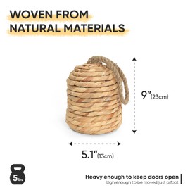 HAMOTOPI Decorative Door Stop with Handle, Natural Water Hyacinth Nautical Doorstop for Inside Door, Door Weight to Keep Door Open, Cute Door Stoppers for Bottom of Door, Heavy Weighted Door Stopper