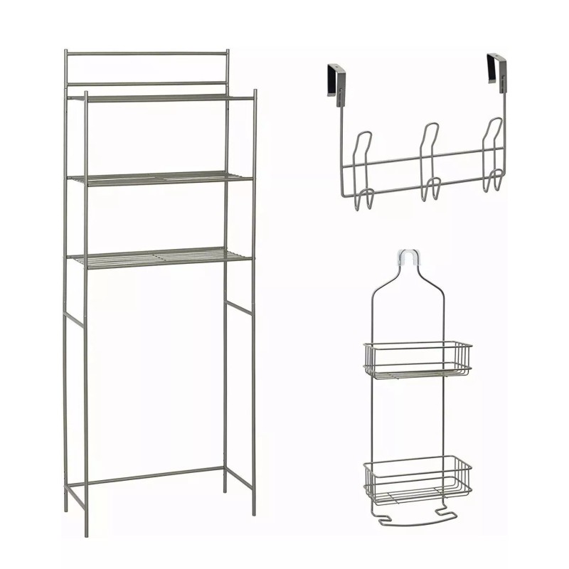 Glacier Bay 3-Piece Bath-in-a-Box Bath Storage Suite in Satin Nickel