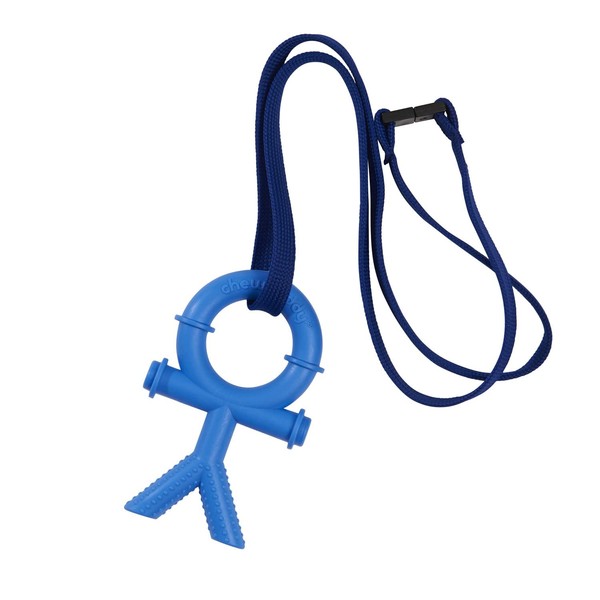 Sensory Direct Chewbuddy Stickman & Lanyard - Pack of 1, Sensory Chew or Teething Aid | for Kids, Adults, Autism, ADHD, ASD, SPD, Oral Motor or Anxiety Needs | Blue