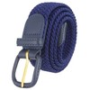 Belts.com Leather Covered Buckle Woven Elastic Stretch Belt, Navy, (S(32"-34")