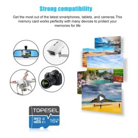 2 Tarjetas de Memoria Micro SDHC 16 GB Topesel con Adaptador SD
