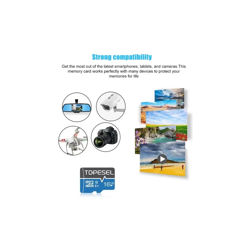 2 Tarjetas de Memoria Micro SDHC 16 GB Topesel con