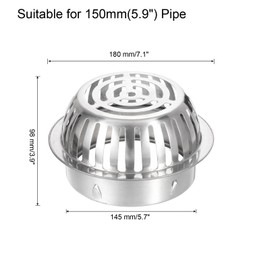 uxcell Roof Floor Drain 304 Stainless Steel Dome Floor Drain Cover Anti-Blocking Round Shaped Roof Floor Drain Outdoor for Garden Home Yard Balcony (180mm/ 7.1")