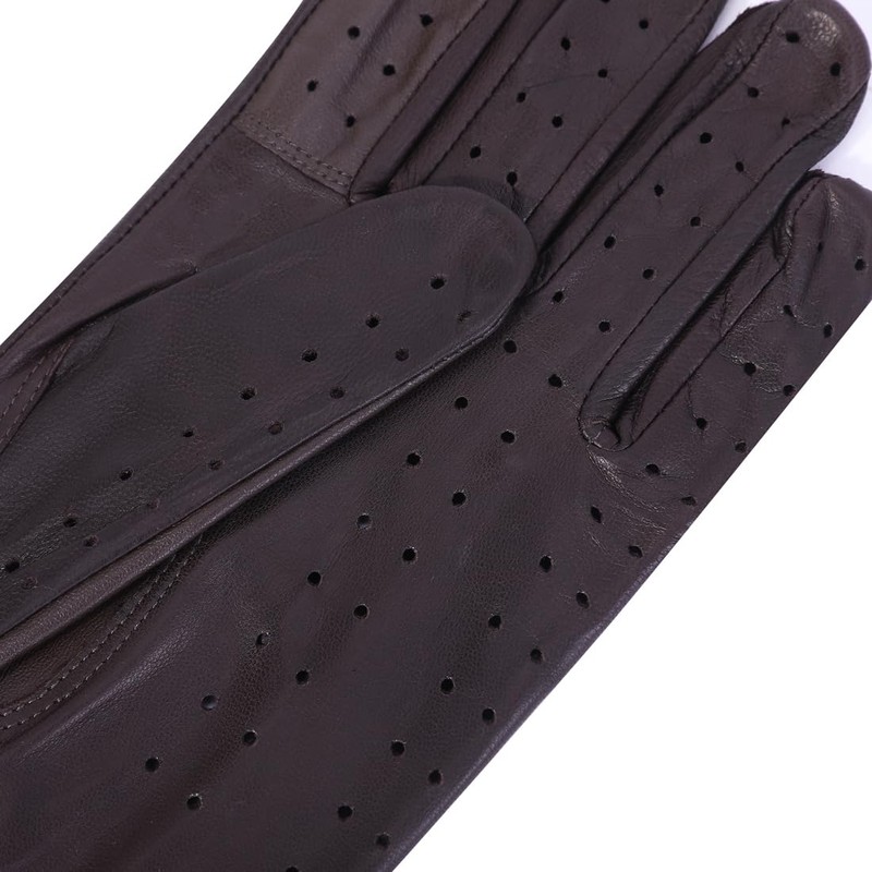 Meetoget Men's Leather Driving Gloves Unlined Goatskin Auto Driving Gloves