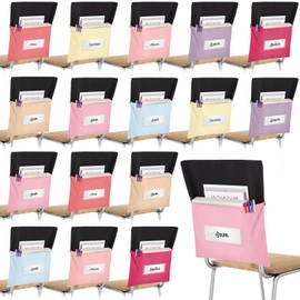 Chapou 16 Pcs Chair Pockets for Classroom Pink Chairback Pocket Chart 14 x 18 Inch Desk Organizer Pocket Chair Bag for Seat Classroom School