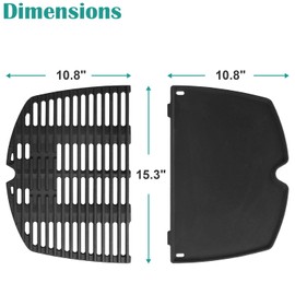 41862 Grill Burner Tube, 7645/65811 Cast Iron Grates and 6559 Griddle for Weber Q200, Q220, Q2000 Q2200 Series, 396000, 396001, 396002, 566002, 53060001 Grills, Replacement for Weber 69956/60041
