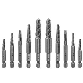 Gasea 10Pcs Damaged Screw Extractor and Remover Set, 1/4" Hex Shank Fine Teeth Broken Bolt Stud Remover Drill Extractor Easy Out Kit