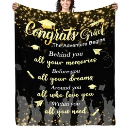 AJIIUSV Graduation Gifts Blanket 2024 Graduation Gifts for Her Him Congrats Grad Gift Throw Blanket 50x40 Inch for Class of 2024 Graduation Party Supplies Graduation Ceremony Decorations