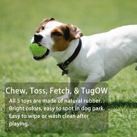 Jalousie Dog Plush Toy and Rope Toy Combos Dog Squeaky Toys for Small Medium Dog Puppy Mutt (5 Pack Rubber Premium)