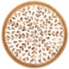 Rattan Serving Tray, Round Rattan Tray with Mother of Pearl