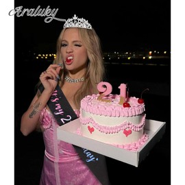 Araluky Happy 21st Birthday Decorations for Her - Sash, Crown, and Gifts for Women