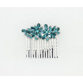 Faship Gorgeous Teal Rhinestone Crystal Floral Hair Comb