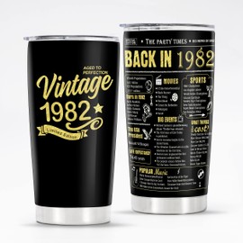 KERAOO Happy 42th Birthday Tumblers Gifts for Men Women, Back in 1982 Stainless Steel Tumblers Gifts, 1982 42Years Old Birthday Gift For Wife Husband Mom Dad