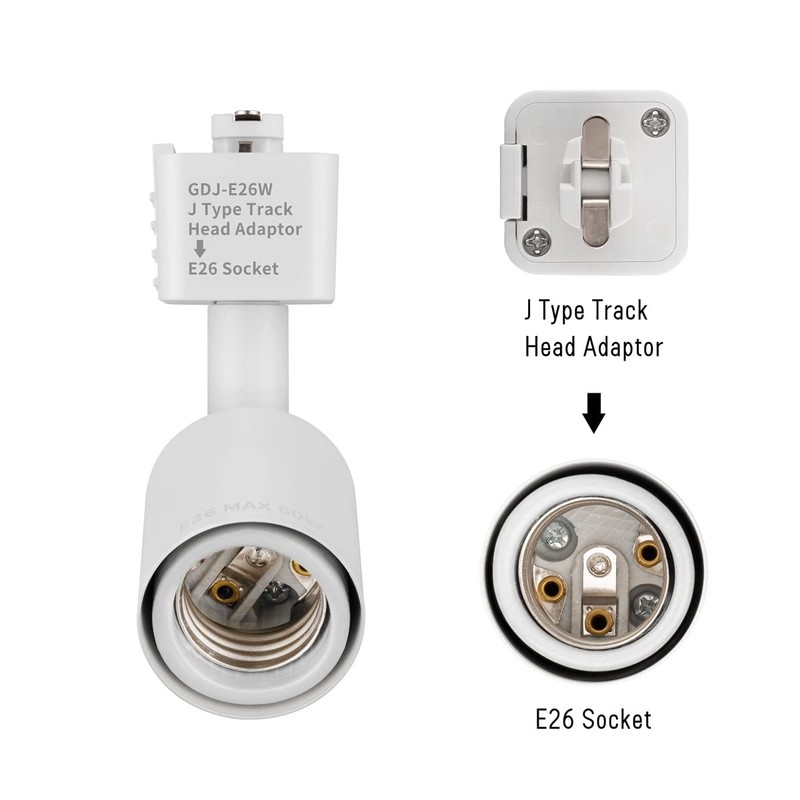 mirrea J Type Track Lighting Head to E26 Medium Screw