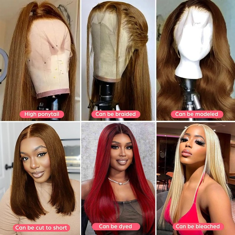 34 inch Chocolate Brown 13×6 lace front wig human hair