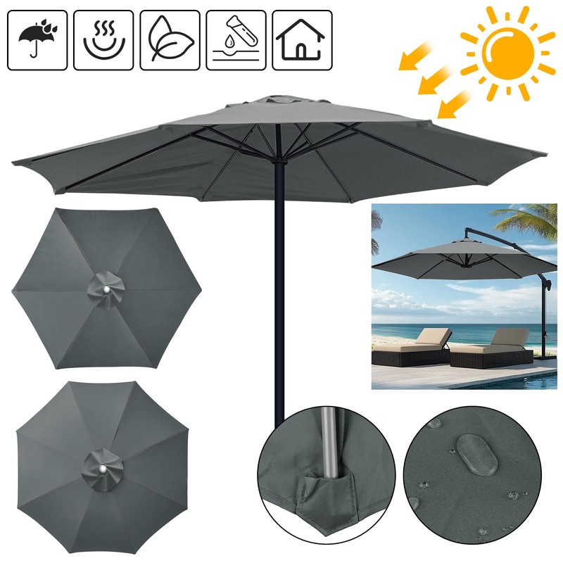 LUSCHEER Replacement Parasol Canopy Waterproof, Parasol Replacement Canopy Cover Patio