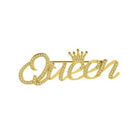 ROFARSO Queen Crown Brooch Pins for Women Girls Party Fashion Feminist Rhinestone Crystal Lapel Pin Accessories
