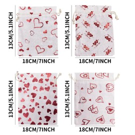 JANEMO 4PCS Burlap Bags,Sachet Bag,Small Drawstring Bag,7x5 INCH Reusable Gift Bag for Jewelry,Wedding Favor Bags,Candy,Spice,Bean,Biscuit,Chain,Bracelet,DIY, Party Home Supplies