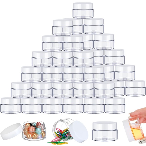 SATINIOR 200 Pcs 2 oz Empty Plastic Jars Round Clear