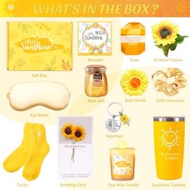 Christmas Gifts Baskets for Women, Set of 13 Unique Gifts Birthday Gifts for Women Include Tumbler, Get Well Gifts for Women Basket Sunflower Sunshine Gifts