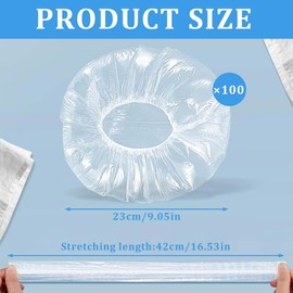 HAMKU Einweg-Duschhauben, 100 Stück Duschhaube, breite, dicke, durchsichtige, elastische Haarduschhaube aus, geeignet für Frauen, Reise, Heimgebrauch