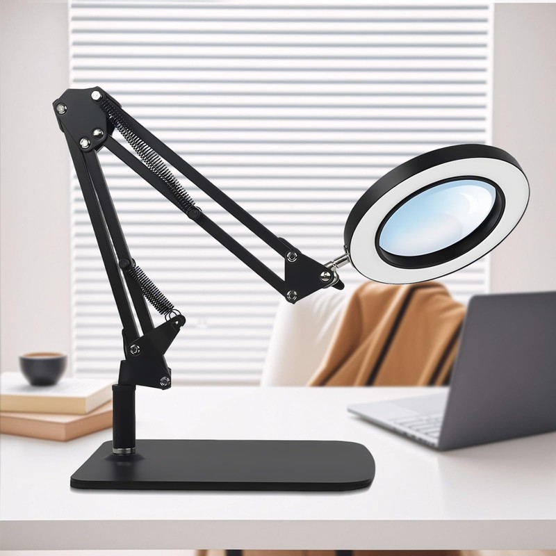 10x Magnifying Glass with Light, 3 Color Modes Dimmable LED
