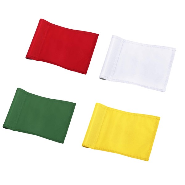 KINGTOP Solid Golf Flag with Plastic Insert, Putting Green Flags for Yard, Indoor/Outdoor, Garden Pin Flags, 420D Premium Nylon Flag, 8" L x 6" H, 4-Pack