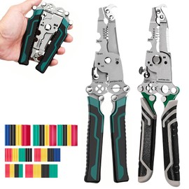 18 in 1 Foldable Wire Stripper, 2 Pcs Multifunctional Foldable Professional Wire Stripper with a 164 Pcs Heat Shrink Tubing Kit, Wire Crimper electrician Tool, Wire Stripper Tool