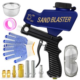 QCDENG Blue Air Sand Blaster Gun Kit,Portable Handy Sand Blasters for Air Compressor Remove Paint, Rust, Stains, and Grime from Metal and Wood Surfaces