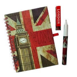 Stationary A6 Union Jack Notebook Pen - UK Flag Notepad Pen Set - Wire-bound Notepad - London Souvenirs Memo Book - British Souvenir Notebook & Pen UJ UK Gift Set