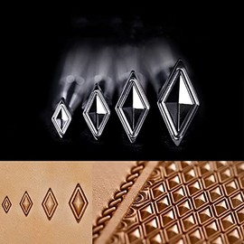 Diamond Stamps 3D Geometric Pattern Leather Stamps - One Piece or Set of 4 Leather Stamping Tools in Stainless Steel (LX1-1, one Piece)