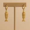 Gold Fish Dangle Earrings For Women, Simple Lightweight Hoop Drop