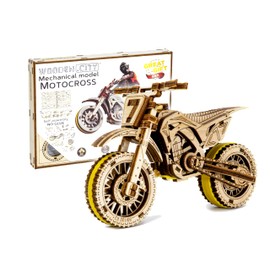 WOODEN.CITY Motocross 3D Puzzle for Adults - Hobby Kit to Build Your Own Wooden Bike - 3D Model Motorcycle Kit - Wood Model Kit