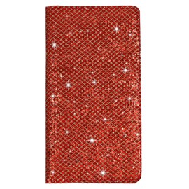 Sanlykate Glitter Bling Checkbook Cover for Girl Women, Shiny Rhombus Pattern RFID Blocking PU Leather Standard Register Check Book Case for Personal Checks with Pen Holder & Free Divider, Diamond Red