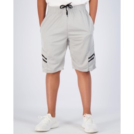 Real Essentials - Paquete de 5 pantalones cortos de baloncesto de malla con bolsillos para niños, set 8, X-Large